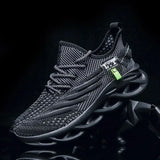 YRZL Men Sports Running Black Jogging Shoes Casual Sneakers Outdoor Breathable Mesh Women Light Shock-absorption Black Tennis - MisteryBox