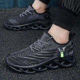 YRZL Men Sports Running Black Jogging Shoes Casual Sneakers Outdoor Breathable Mesh Women Light Shock-absorption Black Tennis - MisteryBox