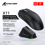 Attack Shark X11 Wireless Bluetooth Mouse,PAW3311 Three Mode 2.4G 400IPS RGB  PC Gaming Mouse MisteryBox