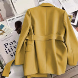 Women's Blazers Spring Autumn Suit Coat Beige Tie Up Jacket Slim Fit Stylish Top Outerwear Office Lady Blazer for Women Clothing - MisteryBox