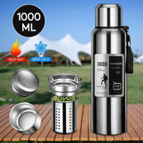 1000ML Stainless Steel Thermos Bottle Sport Thermal Water Bottle Keep Cold and Hot Insulated Cup Outdoor Campping Vacuum Flasks MisteryBox