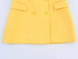 TRAFZA Women Spring Casual Suit Turn-Down Collar Long Sleeves Double-Breasted Blazers+Mid Waist Zipper Flared Pants Women Set - MisteryBox