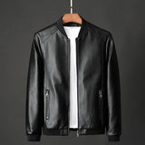 2024 Autumn New Men Black Biker PU Leather Coat Korean Fashion Men Pu Leather Jacket Trend Casual Fit Slim Baseball Clothes 8Xl - MisteryBox