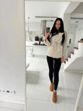 Women's Blazers Spring Autumn Suit Coat Beige Tie Up Jacket Slim Fit Stylish Top Outerwear Office Lady Blazer for Women Clothing - MisteryBox