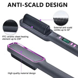 Electric Hot Comb Multifunctional Straight Hair Straightener Comb Negative Ion Anti-Scalding Styling Tool Straightening Brush - MisteryBox