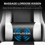 GTPLAYER Office Chair Gaming chair Massage Gaming armchair Ergonomic Gamer chair Footrest, Head Support Massage Lin Pillow, MisteryBox