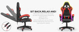 RGB Gaming Chair with LED Lights and Ergonomic Computer Chair Reclining PU Leather High Back Video Office Chair with Headrest MisteryBox