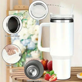 40oz Stainless Steel Water Bottle Car Coffee with Handle Lid Straw Mug Personalized Tumbler Vacuum Thermos Cup - MisteryBox