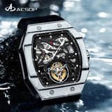 AESOP Richard Series Men's Tourbillon Mechanical Watch Manual Movement Carbon Fiber Waterproof Watch Valentine's Day Gift - MisteryBox