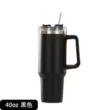 40oz Stainless Steel Water Bottle Car Coffee with Handle Lid Straw Mug Personalized Tumbler Vacuum Thermos Cup - MisteryBox