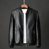 2024 Autumn New Men Black Biker PU Leather Coat Korean Fashion Men Pu Leather Jacket Trend Casual Fit Slim Baseball Clothes 8Xl - MisteryBox