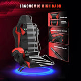 RGB Gaming Chair with LED Lights and Ergonomic Computer Chair Reclining PU Leather High Back Video Office Chair with Headrest MisteryBox
