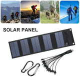 12W Foldable Solar Panel 5V USB Portable Battery Charger for Cell Phone Outdoor Waterproof Power Bank for Camping Accessories - MisteryBox
