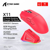 Attack Shark X11 Wireless Bluetooth Mouse,PAW3311 Three Mode 2.4G 400IPS RGB  PC Gaming Mouse MisteryBox