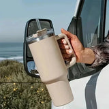 40oz Stainless Steel Water Bottle Car Coffee with Handle Lid Straw Mug Personalized Tumbler Vacuum Thermos Cup - MisteryBox