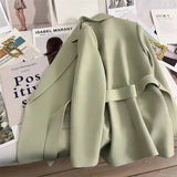 Women's Blazers Spring Autumn Suit Coat Beige Tie Up Jacket Slim Fit Stylish Top Outerwear Office Lady Blazer for Women Clothing - MisteryBox
