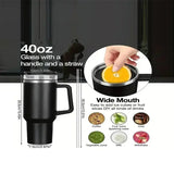 40oz Stainless Steel Water Bottle Car Coffee with Handle Lid Straw Mug Personalized Tumbler Vacuum Thermos Cup - MisteryBox