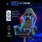 RGB Gaming Chair with LED Lights and Ergonomic Computer Chair Reclining PU Leather High Back Video Office Chair with Headrest MisteryBox