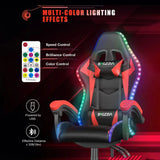 RGB Gaming Chair with LED Lights and Ergonomic Computer Chair Reclining PU Leather High Back Video Office Chair with Headrest MisteryBox