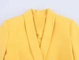 TRAFZA Women Spring Casual Suit Turn-Down Collar Long Sleeves Double-Breasted Blazers+Mid Waist Zipper Flared Pants Women Set - MisteryBox