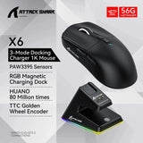 X6 Lightweight Wireless Gaming Mouse with 3 Mode Wired 2.4G BT5.2 Up to 26K DPI RGB Backlight Charging Base for Laptop Deskbtop MisteryBox