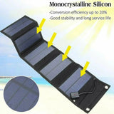 12W Foldable Solar Panel 5V USB Portable Battery Charger for Cell Phone Outdoor Waterproof Power Bank for Camping Accessories - MisteryBox