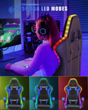 RGB Gaming Chair with LED Lights and Ergonomic Computer Chair Reclining PU Leather High Back Video Office Chair with Headrest MisteryBox