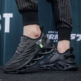 YRZL Men Sports Running Black Jogging Shoes Casual Sneakers Outdoor Breathable Mesh Women Light Shock-absorption Black Tennis - MisteryBox