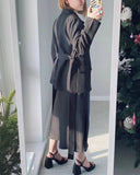 Women's Blazers Spring Autumn Suit Coat Beige Tie Up Jacket Slim Fit Stylish Top Outerwear Office Lady Blazer for Women Clothing - MisteryBox