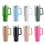 40oz Stainless Steel Water Bottle Car Coffee with Handle Lid Straw Mug Personalized Tumbler Vacuum Thermos Cup - MisteryBox