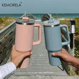 40oz Stainless Steel Water Bottle Car Coffee with Handle Lid Straw Mug Personalized Tumbler Vacuum Thermos Cup - MisteryBox