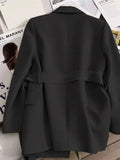 Women's Blazers Spring Autumn Suit Coat Beige Tie Up Jacket Slim Fit Stylish Top Outerwear Office Lady Blazer for Women Clothing - MisteryBox