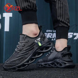 YRZL Men Sports Running Black Jogging Shoes Casual Sneakers Outdoor Breathable Mesh Women Light Shock-absorption Black Tennis - MisteryBox