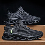 YRZL Men Sports Running Black Jogging Shoes Casual Sneakers Outdoor Breathable Mesh Women Light Shock-absorption Black Tennis - MisteryBox