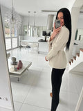 Women's Blazers Spring Autumn Suit Coat Beige Tie Up Jacket Slim Fit Stylish Top Outerwear Office Lady Blazer for Women Clothing - MisteryBox