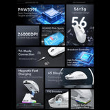 X6 Lightweight Wireless Gaming Mouse with 3 Mode Wired 2.4G BT5.2 Up to 26K DPI RGB Backlight Charging Base for Laptop Deskbtop MisteryBox