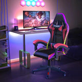 RGB Gaming Chair with LED Lights and Ergonomic Computer Chair Reclining PU Leather High Back Video Office Chair with Headrest MisteryBox