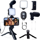 Smartphone Vlogging Kit for iPhone Android with Tripod Mini Microphone Starter Vlog kit for TikTok Live Stream Video YouTube - MisteryBox