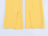 TRAFZA Women Spring Casual Suit Turn-Down Collar Long Sleeves Double-Breasted Blazers+Mid Waist Zipper Flared Pants Women Set - MisteryBox