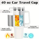 40oz Stainless Steel Water Bottle Car Coffee with Handle Lid Straw Mug Personalized Tumbler Vacuum Thermos Cup - MisteryBox
