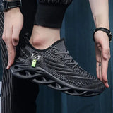 YRZL Men Sports Running Black Jogging Shoes Casual Sneakers Outdoor Breathable Mesh Women Light Shock-absorption Black Tennis - MisteryBox
