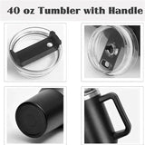 40oz Stainless Steel Water Bottle Car Coffee with Handle Lid Straw Mug Personalized Tumbler Vacuum Thermos Cup - MisteryBox